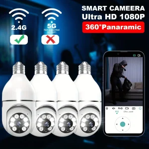 WiFi E27 Bulb Camera 2.4GHz Auto Tracking Color Night Vision Two-Way Audio
